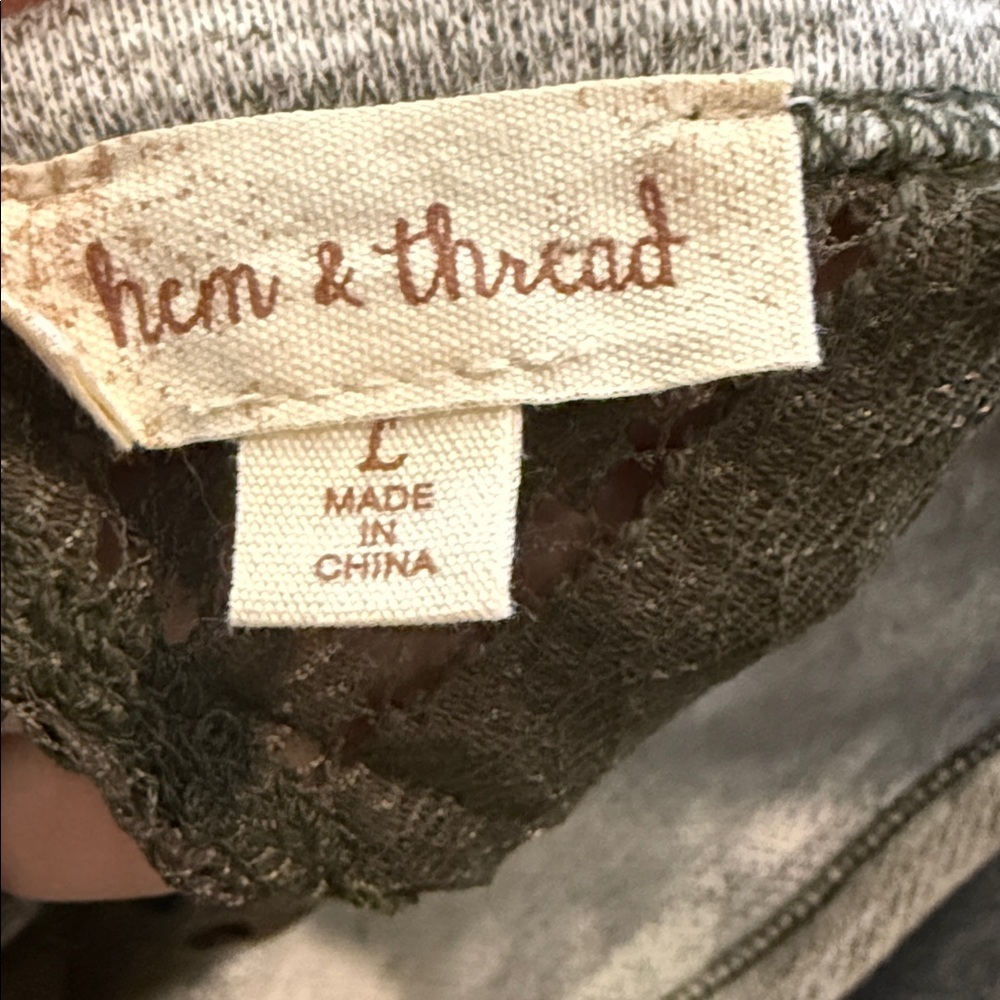Hem & Thread Olive Lace Accent Top - Picture 4 of 5